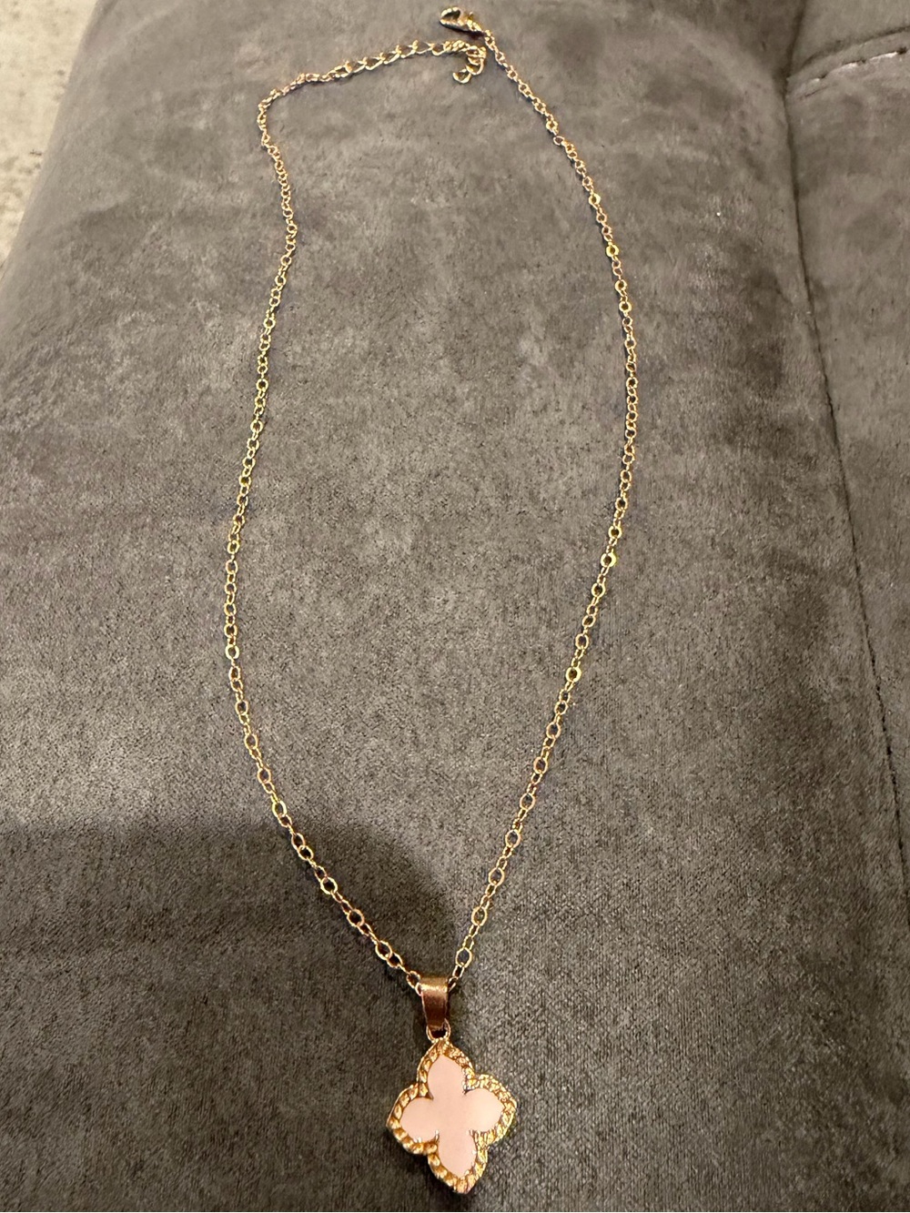 Target Gold-Tone Necklace with Pink Clover Pendant